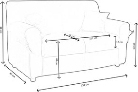 Divano 2 posti tessuto sfoderabile VERONA 150 cm Tortora bordino beige