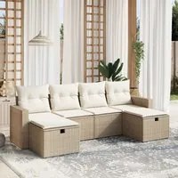 Set Divano da Giardino 6 pz con Cuscini Beige in Polyrattan 3263544