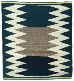 Kilim Tappeto 120x100 Blu (Iran) Tessuto A Mano