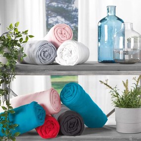 Lenzuolo elasticizzato in jersey bianco 90x190 cm Jersy - douceur d'intérieur