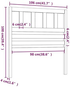 Testiera per letto miele 106x4x100 cm in legno massello di pino