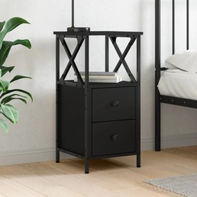 Comodino Nero 34x35,5x70 Cm İn Legno Multistrato /