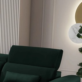 Divano angolare verde scuro allungabile/con contenitore (con penisola a sinistra/con chaise lounge) e rivestimento in velluto Foble – ELTAP