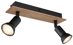 Globo 57998-2W - Luce Spot DREW 2xGU10/35W/230V legno/nero
