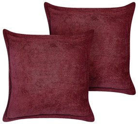 Set di 2 cuscini velluto borgogna 43 x 43 cm ZINNIA Beliani