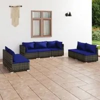 Set Divani da Giardino 7 pz con Cuscini in Polyrattan Grigio 3102238