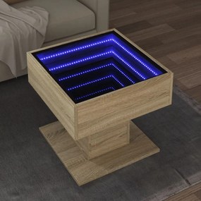 Tavolino Salotto Con Led Rovere Sonoma 50x50x45 Cm Multistrato /