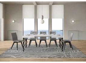 Tavolo allungabile 70x110/194 cm Karamay Bianco Frassino telaio Antracite