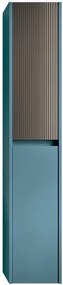 Colonna per mobile bagno Niwa 2 ante P 27 x L 30 x H 160 cm laccato opaco blu pacifico con vetro grigio carbone