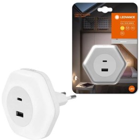Ledvance - Lampada di orientamento LED con spina integrata con USB LUNETTA LED/15W/230V