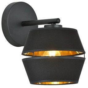 Applique Contemporanea 1 Luce Bellerofonte In Metallo Nero E Oro