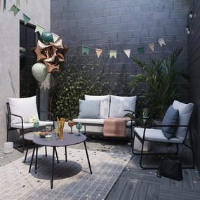 Salotto da giardino Fino NATERIAL in textilene antracite con cuscini in poliestere grigio per 4 persone
