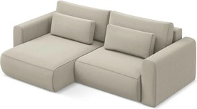 Divano angolare beige allungabile/con contenitore (con penisola a sinistra/con chaise lounge) con rivestimento in velluto Kapua – Makamii