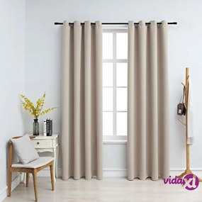vidaXL Tende Oscuranti con Anelli in Metallo 2 pz Beige 140x245 cm