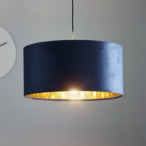 Maco Design Lampada a sospensione Salina in tessuto di seta blu/oro Ø 50 cm