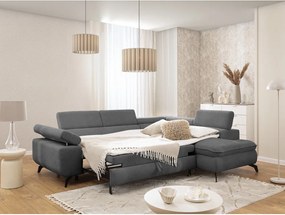 Divano angolare grigio (con penisola a destra/a L) con rivestimento in ciniglia Marbeya – Ropez