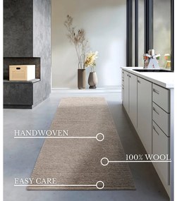 Passatoia marrone chiaro in lana tessuta a mano 80x200 cm Francois - Villeroy&amp;Boch