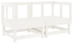 Set salotto da giardino 7 pz bianco in legno massello di pino