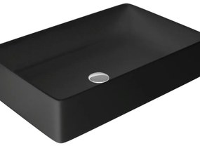 Lavabo da appoggio rettangolare in ceramica L 60 x H 14 x P 20 cm nero