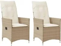 Sedie Reclinabili da Giardino 2pz con Cuscini Beige Polyrattan 365648