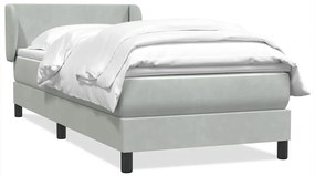 Giroletto A Molle Con Materasso Grigio Chiaro 90x210 Cm Velluto /