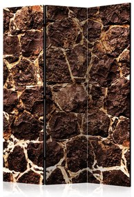 Paravento design Caverna Marrone - texture di mattoni di pietra marrone
