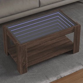 Tavolino Salotto Con Led Rovere Marrone 93x53x45 Cm Multistrato /