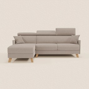 Sole Divano letto matrimoniale angolare con penisola contenitore e poggiatesta reclinabili - tessuto smacchiabile T23