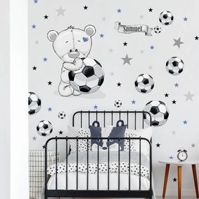 Adesivi da parete per ragazzi - Orso con pallone da calcio | Inspio