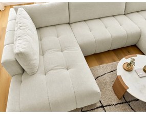 Divano angolare beige allungabile e con contenitore (penisola a sinistra/a U) Fuji – Bobochic Paris