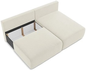 Divano angolare color crema allungabile/con contenitore (con penisola a destra) Kalena – Makamii