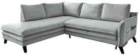 Divano letto angolare grigio chiaro L, angolo sinistro Charming Charlie - Miuform