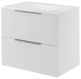 Mobile da bagno sospeso sotto lavabo L 75 x H 64 x P 48 cm bianco laccato, 2 cassetti SENSEA Neo