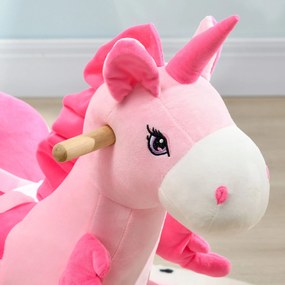 Unicorno a Dondolo Cavalcabile Peluche con 32 Canzoni 65x35x45 cm con Cintura di Sicurezza Rosa...