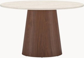 Tavolo rotondo effetto travertino e legno Lanzo, Ø 120 cm