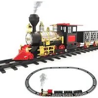 Pista Trenino Giocattolo Bambini Treno Locomotiva con Luce Suoni e 3 Vagoni 71cm