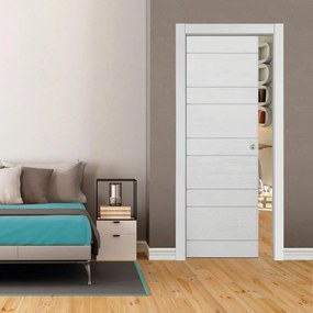 Porta scorrevole Ropes inciso grigio L 70 x H 210 cm reversibile