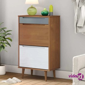 vidaXL Scarpiera MOLDE Marrone 59,5x35x103cm in Legno Massello di Pino