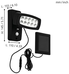 Eglo 98187 - Applique solare a LED con sensore PALIZZI LED/1,2V IP44
