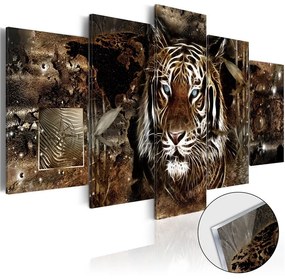 Quadri su vetro acrilico  Guard of the Jungle [Glass]  Colore Marrone, Dimensioni e Misure 200x100