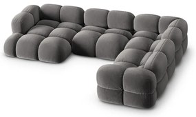 Divano angolare grigio (con penisola a destra/a U) con rivestimento in velluto Loretto – Cosmopolitan Design