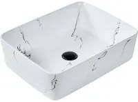 Lavabo da appoggio in ceramica bianca effetto marmo 490 x 380 mm Lavabo da bagno rettangolare stile Glam