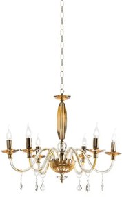 Lampadario a sospensione CECILIA in cristallo 6 luci D60 cm AMBRA