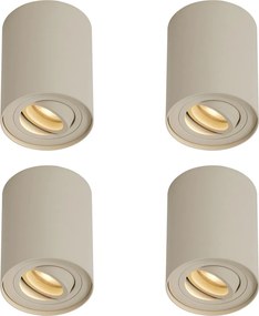 Set di 4 Faretti a Plafone Moderni Beige GU10 50mm Orientabili e Inclinabili - Rondoo Up