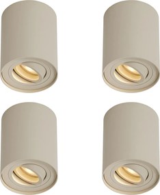 Set di 4 faretti moderni da superficie beige GU10 50mm ruotabili e inclinabili - Rondoo Up