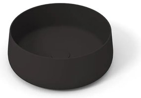 Lavabo da appoggio Wave OLYMPIA CERAMICA tondo 40cm in ceramica nero piletta opaco non inclusa