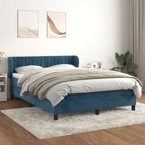 Giroletto A Molle Con Materasso Blu Scuro 140x190 Cm İn Velluto /