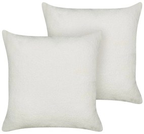 Set di 2 cuscini decorativi bouclé bianco 60 x 60 cm LEUZEA Beliani
