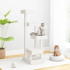 Albero per gatti bianco 45,5x49x103cm in legno massello di pino