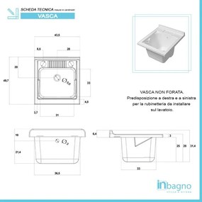 Mobile Lavatoio in Kit bianco 45x50 cm completo di asse lavapanni